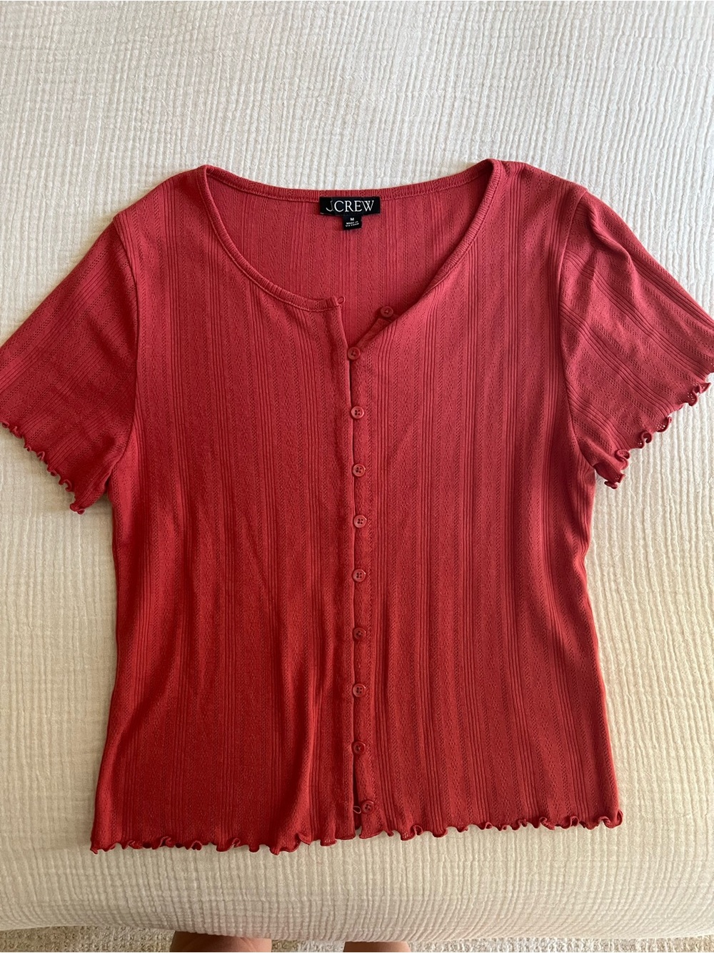 J. Crew Dark terra cotta  Short Sleeve Button-Front Top